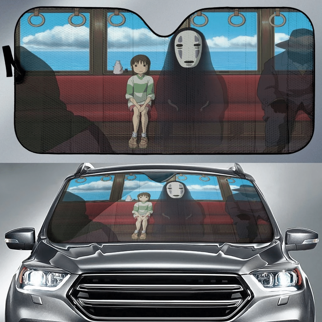 Ghibli Windshield Shade Spirited Away Send And No Face On Train Car Sun Shade Ghibli Car Sun Shade