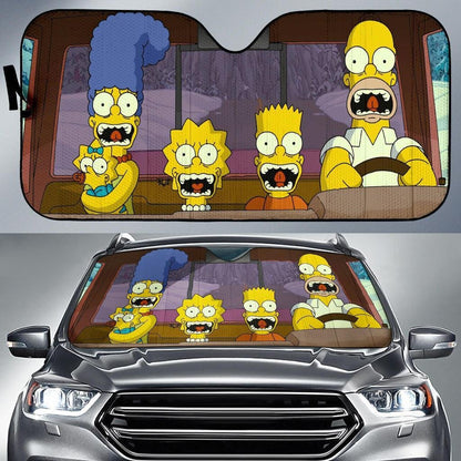 The Simpsons Windshield Shade The Simpsons Family Scary Drive Car Sun Shade The Simpsons Car Sun Shade