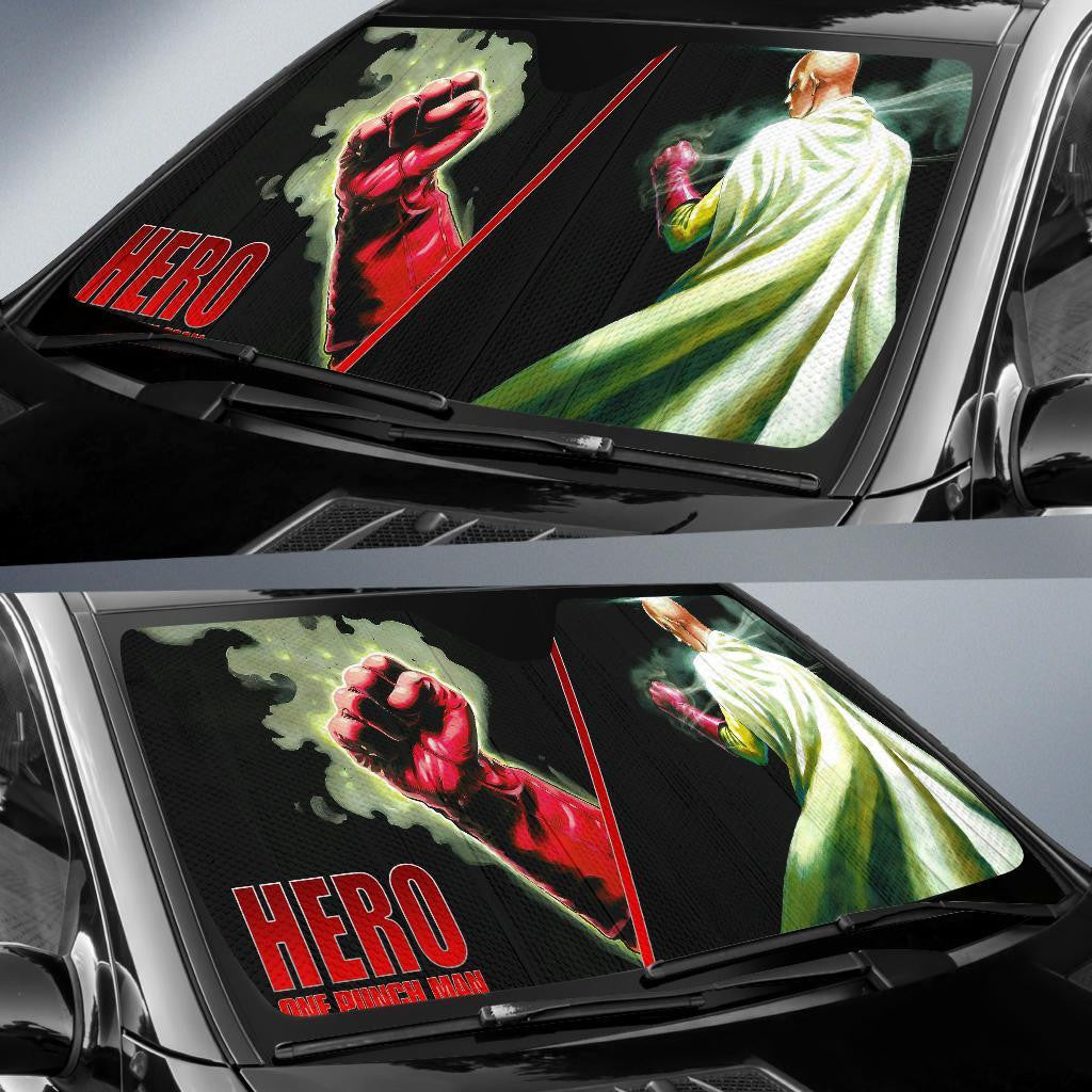 One Punch Man Windshield Shade Saitama Hero Punch Car Sun Shade One Punch Man Car Sun Shade