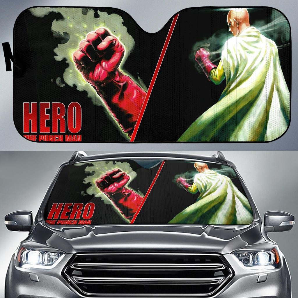 One Punch Man Windshield Shade Saitama Hero Punch Car Sun Shade One Punch Man Car Sun Shade