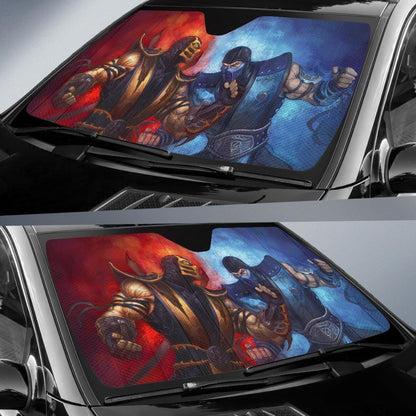 Mortal Combat Windshield Shade Sub Zero Vs Scropion Red Blue Car Sun Shade Mortal Combat Car Sun Shade