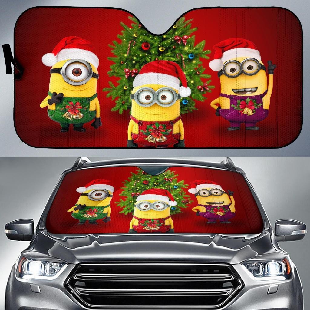 Minions Windshield Shade Minions Christmas Celebration Car Sun Shade Minions Car Sun Shade