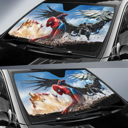 MV Spiderman Windshield Shade Spiderman Homecoming Ironman Villain Car Sun Shade MV Spiderman Car Sun Shade