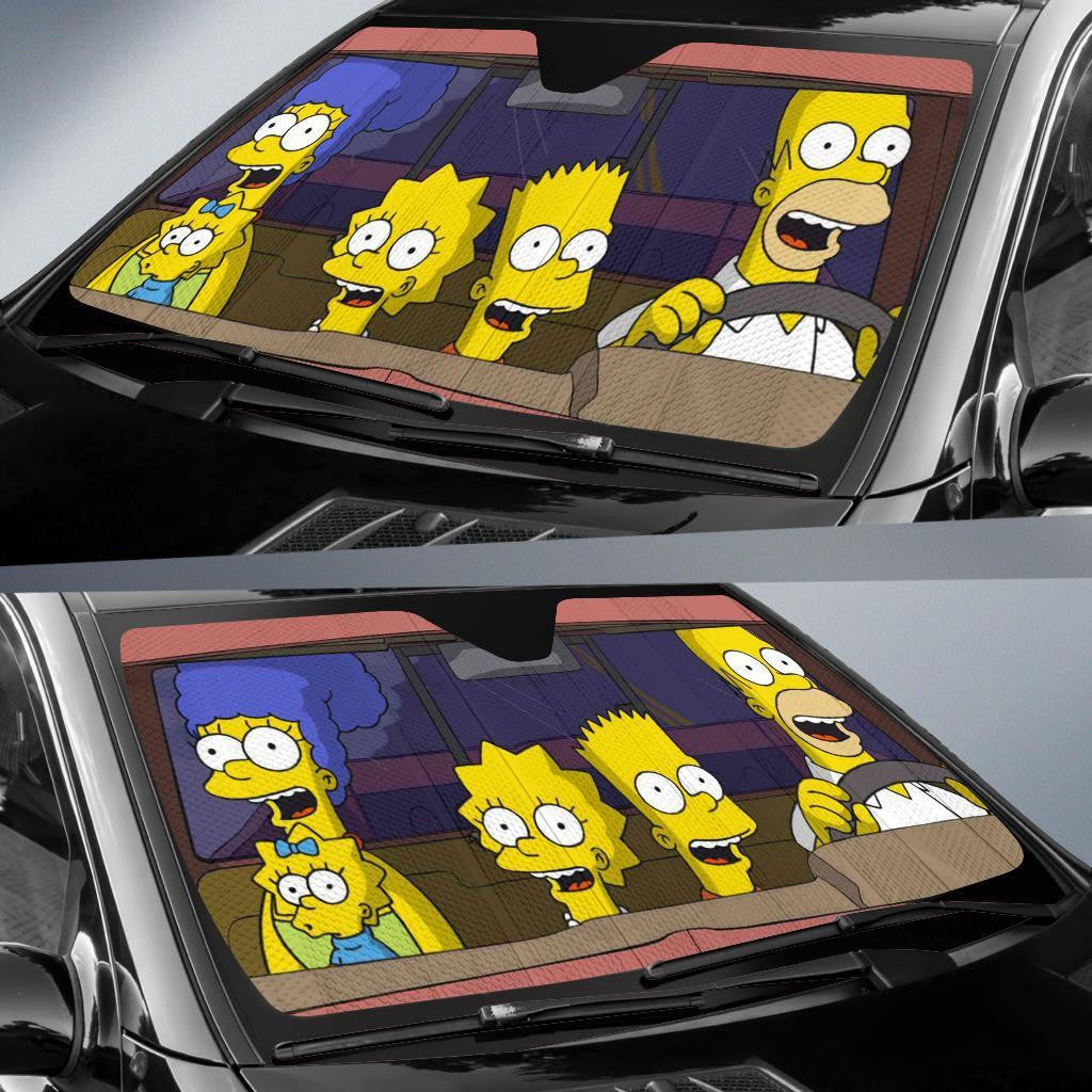 The Simpsons Windshield Shade The Simpsons Family Driving Car Sun Shade The Simpsons Car Sun Shade