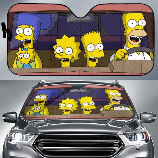 The Simpsons Windshield Shade The Simpsons Family Driving Car Sun Shade The Simpsons Car Sun Shade