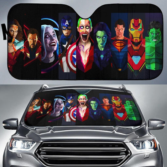 MV DC Windshield Shade Heroes And Vallian Joker Harley Quinn Car Sun Shade MV DC Car Sun Shade