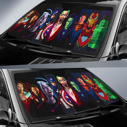 MV DC Windshield Shade Heroes And Vallian Joker Harley Quinn Car Sun Shade MV DC Car Sun Shade