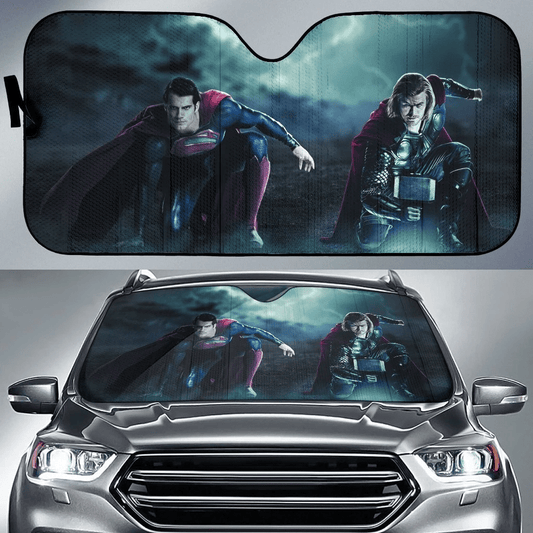 MV DC Windshield Shade Superman And Thor Car Sun Shade MV DC Car Sun Shade