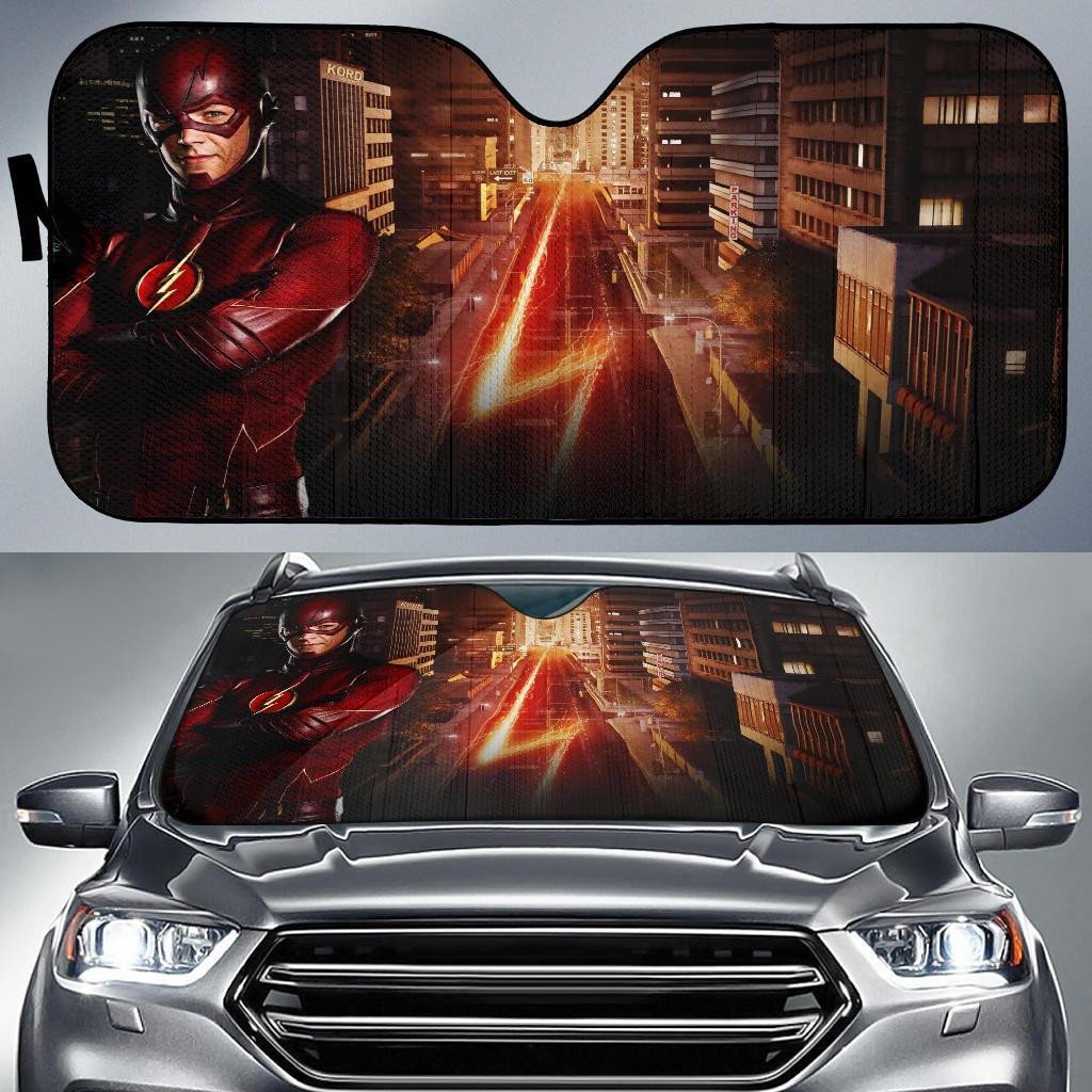 The Flash DC Windshield Shade The Flash Lightning Symbol Car Sun Shade The Flash DC Car Sun Shade