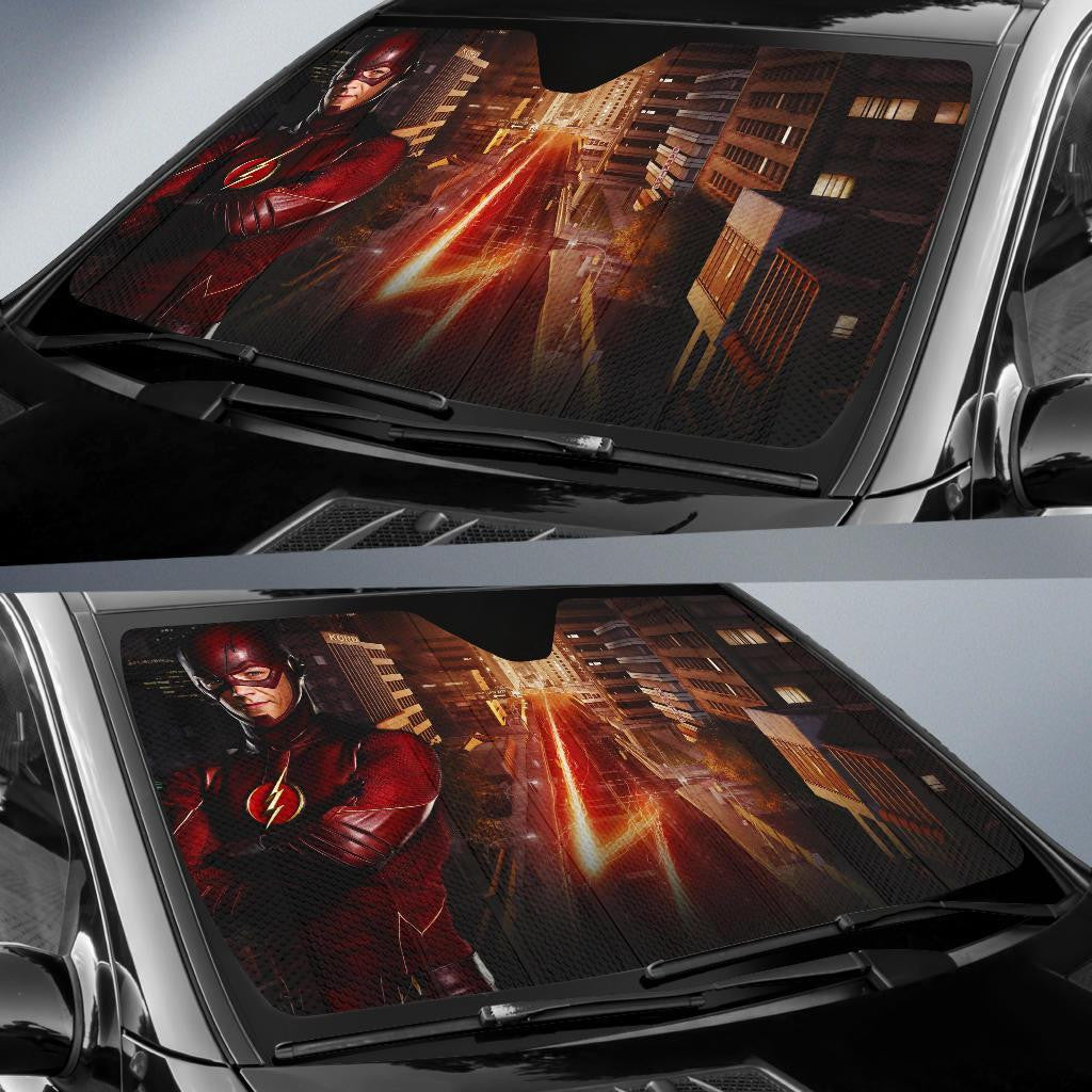 The Flash DC Windshield Shade The Flash Lightning Symbol Car Sun Shade The Flash DC Car Sun Shade