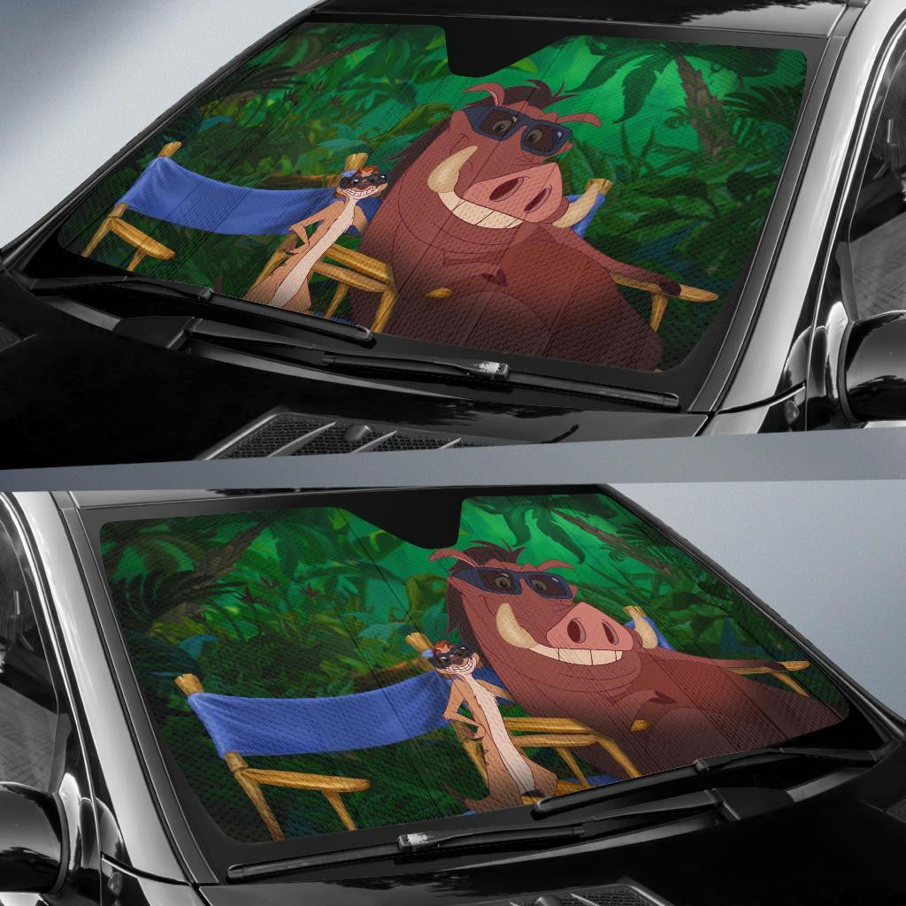 DN Lion King Windshield Shade Pumba Timon Funny Car Sun Shade DN Lion King Car Sun Shade