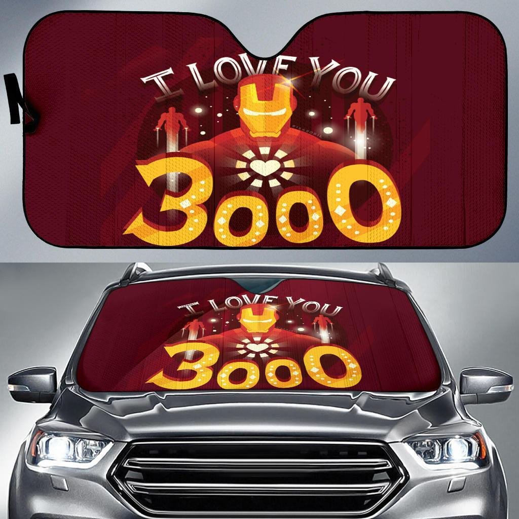 MV Windshield Shade Iron Man I Love You 3000 Red Car Sun Shade MV Car Sun Shade