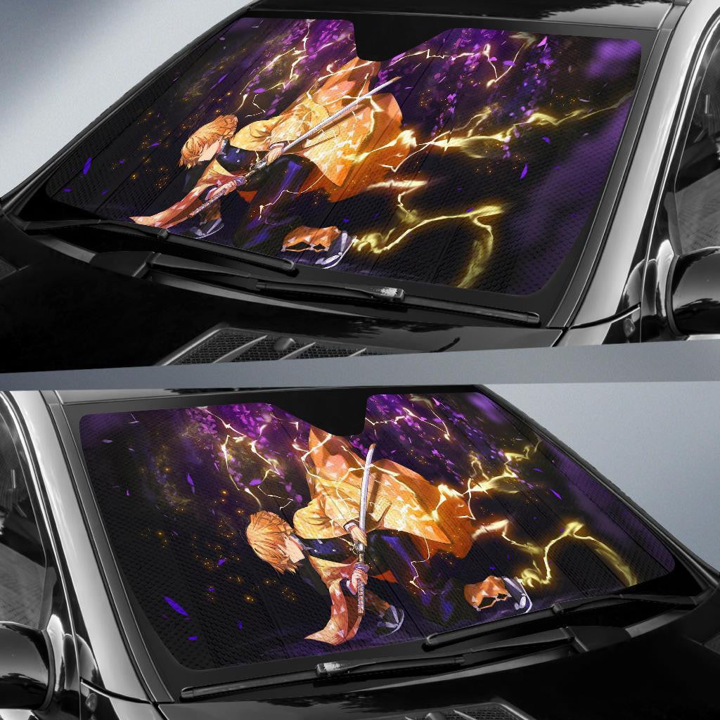 Demon Slayer Windshield Shade Agatsuma Zenitsu Lightning Breathing Car Sun Shade Demon Slayer Car Sun Shade