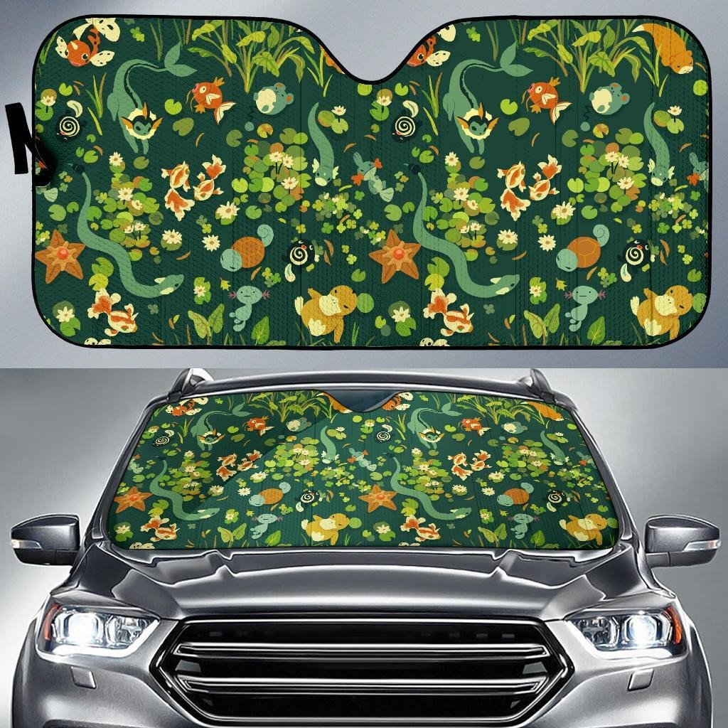 Pokemon Windshield Shade Pokemons Under The Lake Green Car Sun Shade Pokemon Car Sun Shade