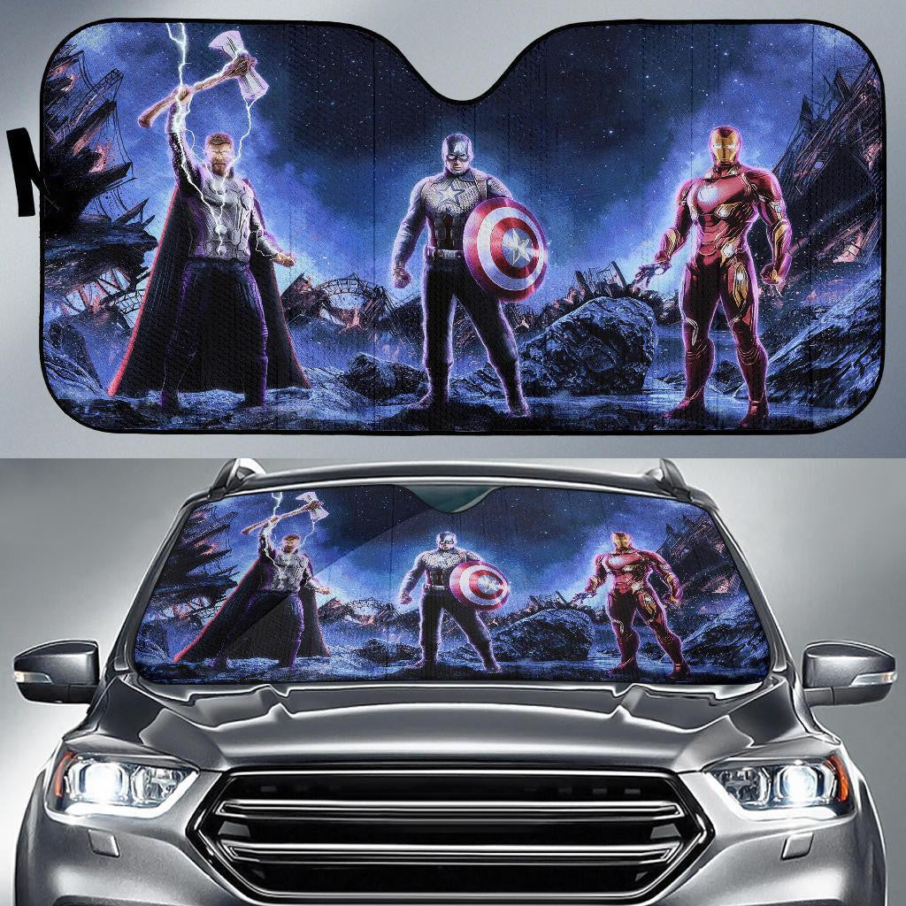 MV Windshield Shade Thor Captain America Ironman Golden Trio Car Sun Shade MV Car Sun Shade