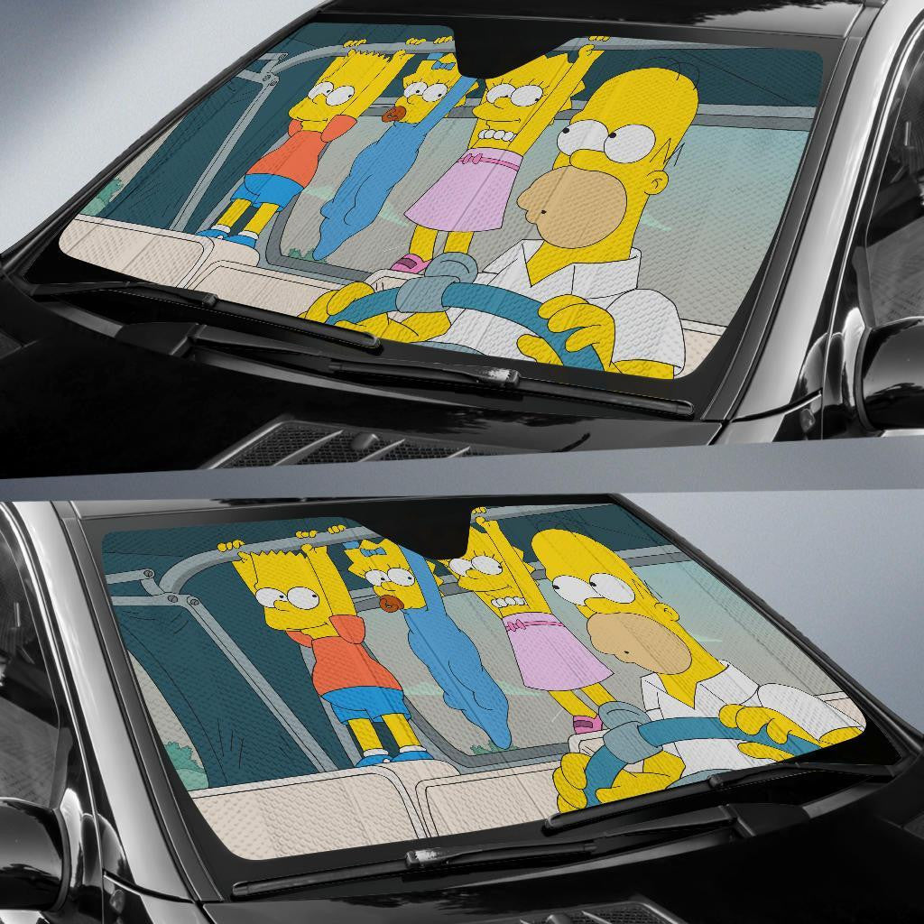 Simpsons Windshield Shade Simpsons Family Father And Child Car Sun Shade Simpsons Car Sun Shade