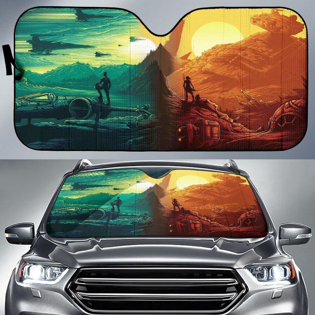 SW Windshield Shade SW The Force Awakening Yellow Blue Car Sun Shade SW Car Sun Shade