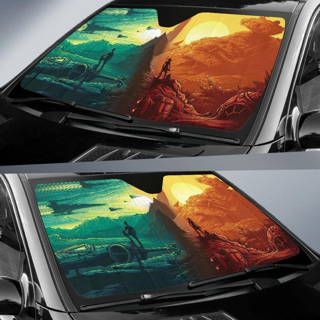 SW Windshield Shade SW The Force Awakening Yellow Blue Car Sun Shade SW Car Sun Shade