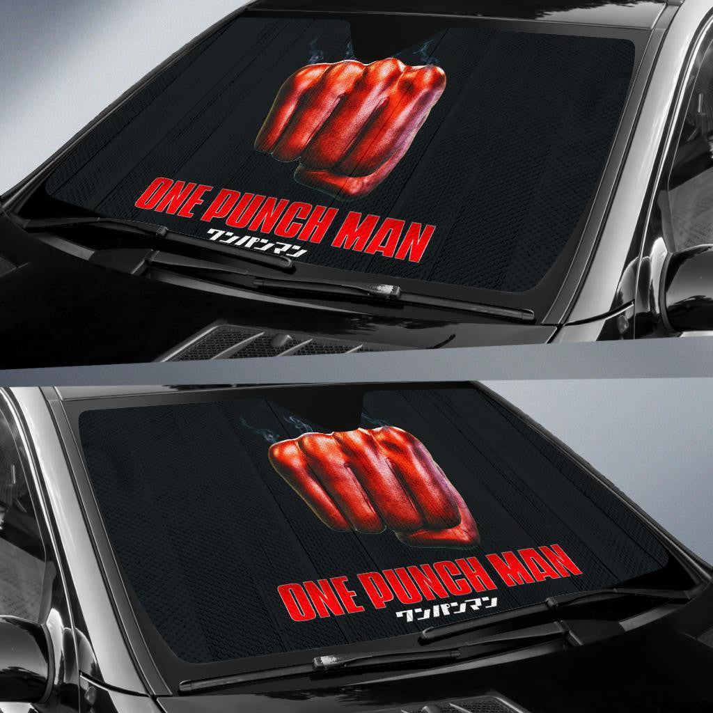 One Punch Man Windshield Shade Saitama Punch Red Black Car Sun Shade One Punch Man Car Sun Shade