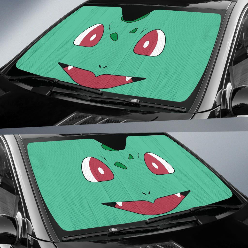 Pokemon Windshield Shade Bulbasaur Face Pokemon Sun Shade Pokemon Car Sun Shade