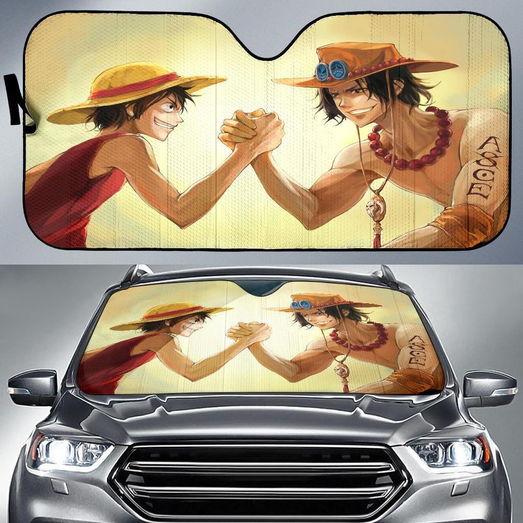 One Piece Windshield Shade Monkey D Ruffy VS Puma D Ace Car Sun Shade One Piece Car Sun Shade