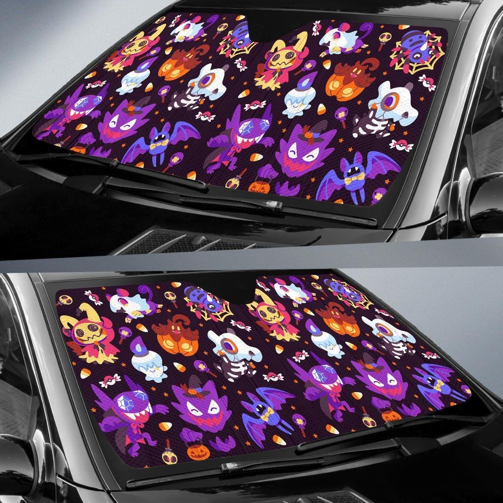 Pokemon Windshield Shade Pokemon Halloween Cute Pattern Sun Shade Pokemon Car Sun Shade