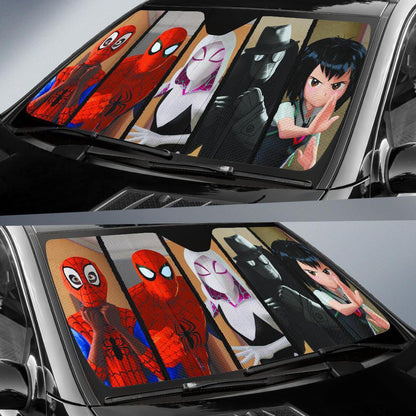 MV Spiderman Windshield Shade Into The Spideverse All Spiders Car Sun Shade MV Spiderman Car Sun Shade