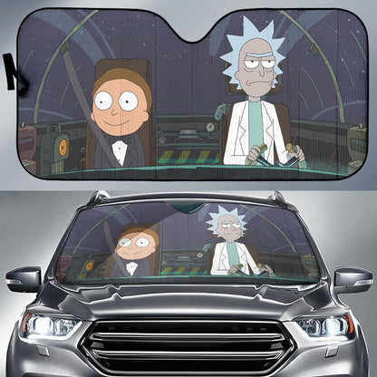 Rick And Morty Windshield Shade Rick Driving Spaceship With Morty Car Sun Shade Rick And Morty Car Sun Shade