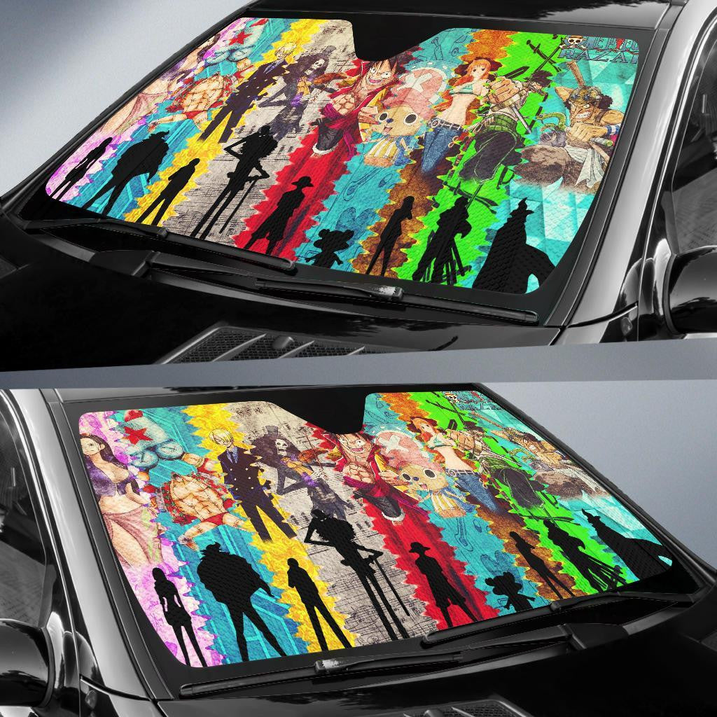 One Piece Windshield Shade One Piece The Straw Hat Team Car Sun Shade One Piece Car Sun Shade