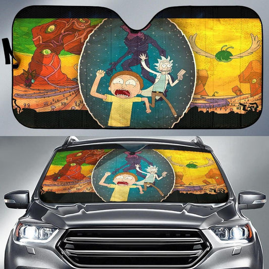 Rick And Morty Windshield Shade Rick And Morty Cross Over Stranger Things Car Sun Shade Rick And Morty Car Sun Shade