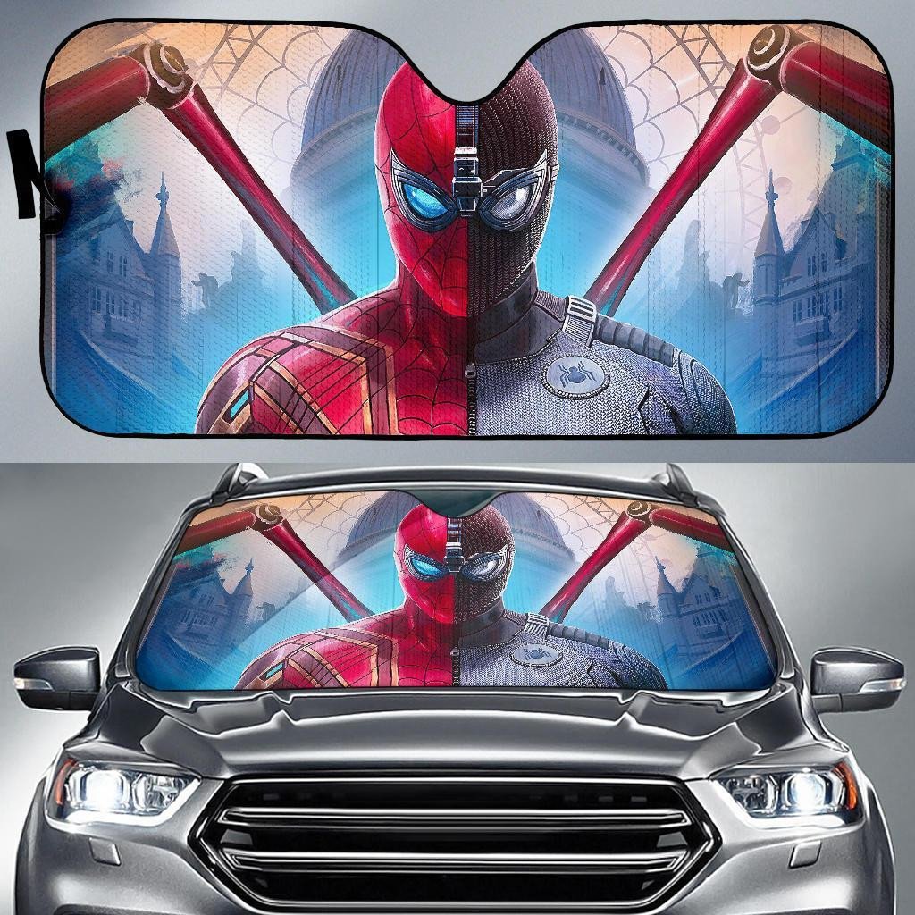 MV Spiderman Windshield Shade Spiderman Far From Home Night Monkey Car Sun Shade MV Spiderman Car Sun Shade