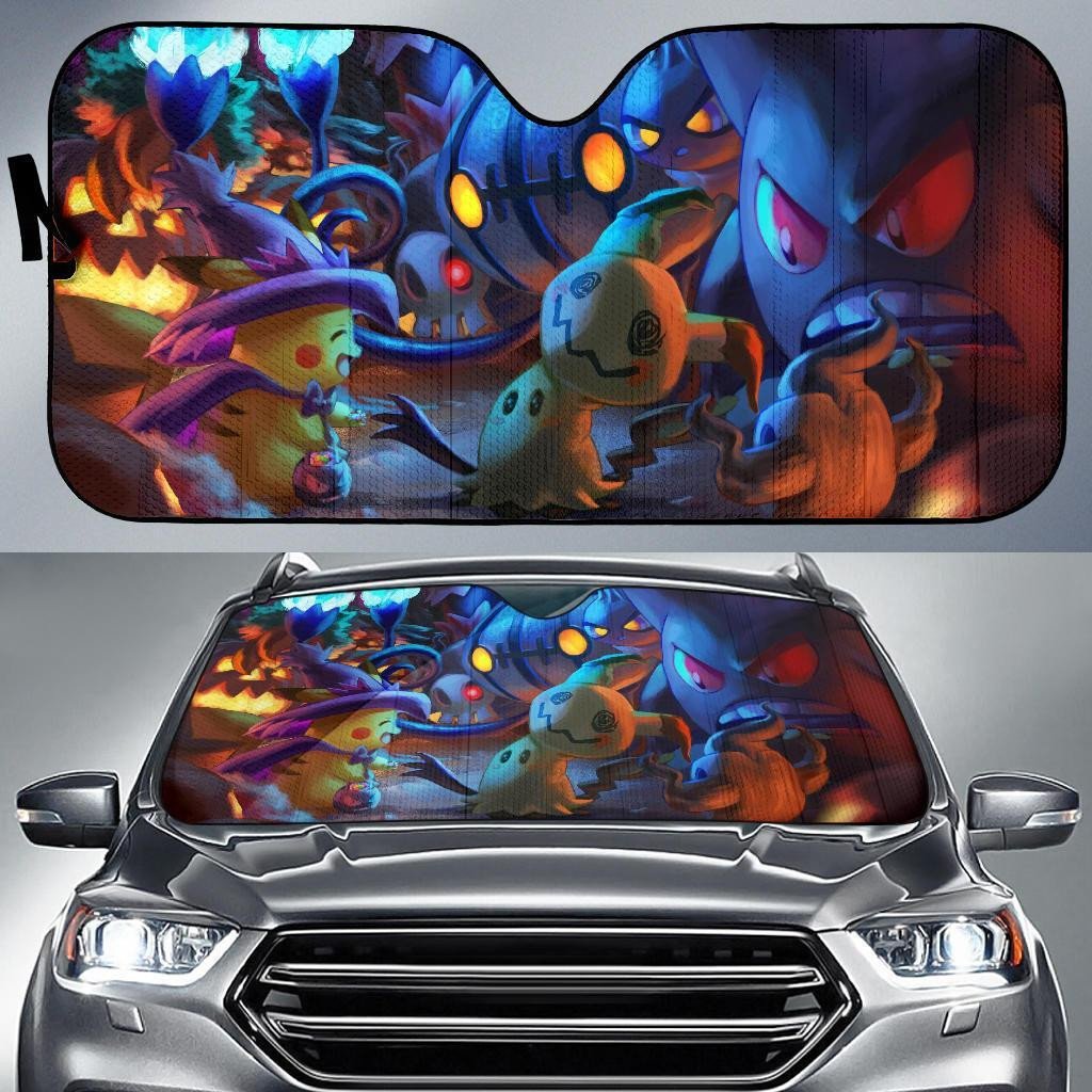 Pokemon Windshield Shade Pokemon Pikachu Playing Halloween Car Sun Shade Pokemon Car Sun Shade