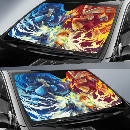 Pokemon Windshield Shade Pokemon Fight Orange Blue Car Sun Shade Pokemon Car Sun Shade