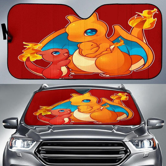 Pokemon Windshield Shade  Fire Family Charmander Car Sun Shade Pokemon Car Sun Shade