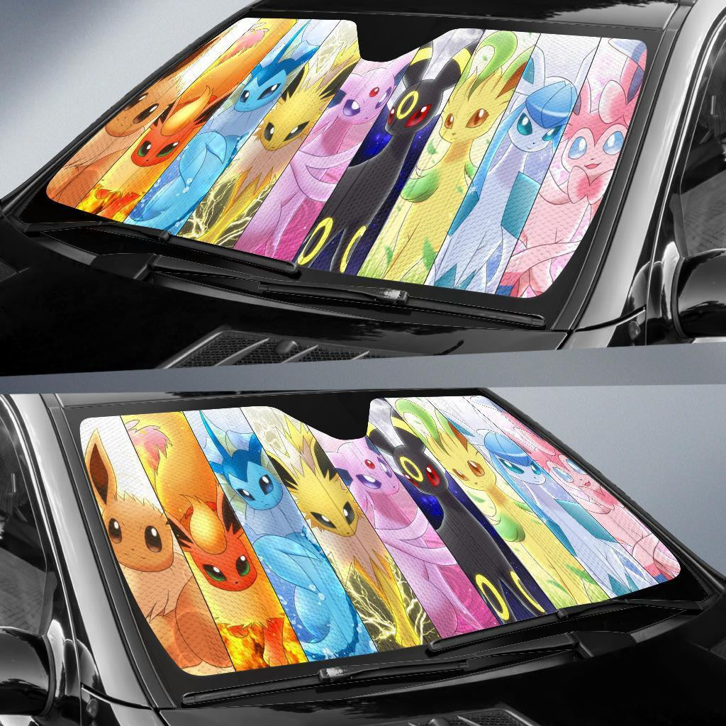 Pokemon Windshield Shade Eveelution Evolutions Car Sun Shade Pokemon Car Sun Shade