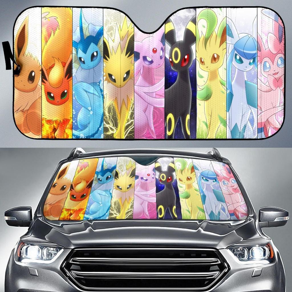 Pokemon Windshield Shade Eveelution Evolutions Car Sun Shade Pokemon Car Sun Shade