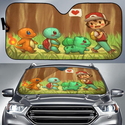 Pokemon Windshield Shade Ash And Pokemons Car Sun Shade Pokemon Car Sun Shade