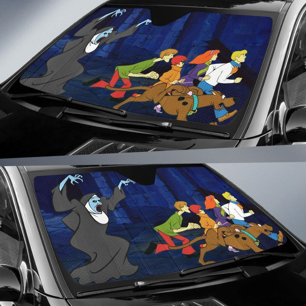 Schooby Doo Windshield Shade Schooby Doo Running From Ghost Car Sun Shade Schooby Doo Car Sun Shade