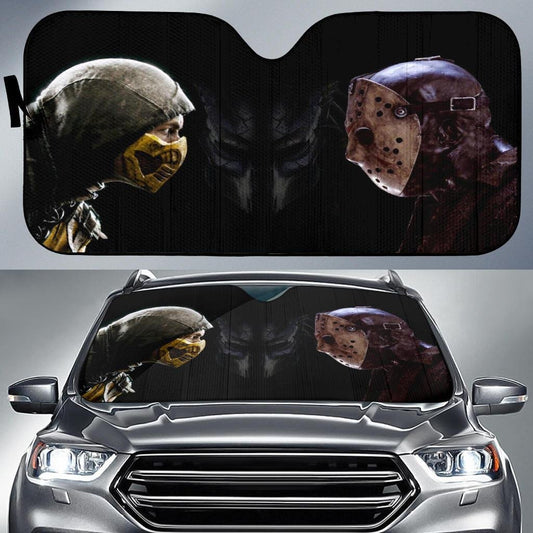 Horror Motal Combat Windshield Shade Scorpion Vs Jason Car Sun Shade Horror Motal Combat Car Sun Shade