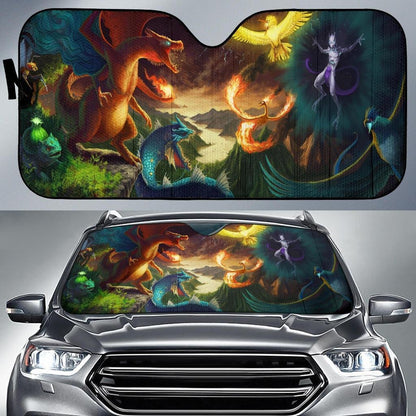 Pokemon Windshield Shade Pokemon Legendary Jurrasic Car Sun Shade Pokemon Car Sun Shade