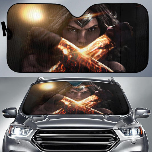 DC Wonder Woman Windshield Shade DC Wonder Woman X Fighting Pose Car Sun Shade DC Wonder Woman Car Sun Shade