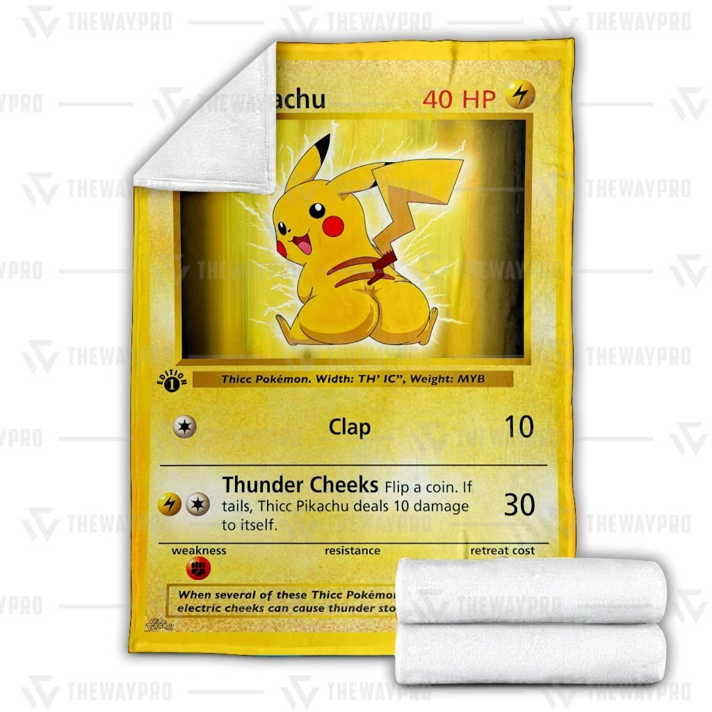Pokemon Blanket Cute Pikachu Card Blanket