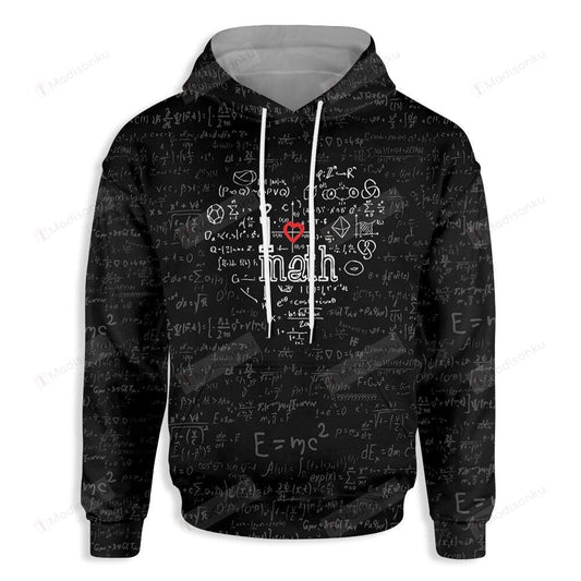 Math Hoodie I Heart Math Algebra Geometry Black Hoodie