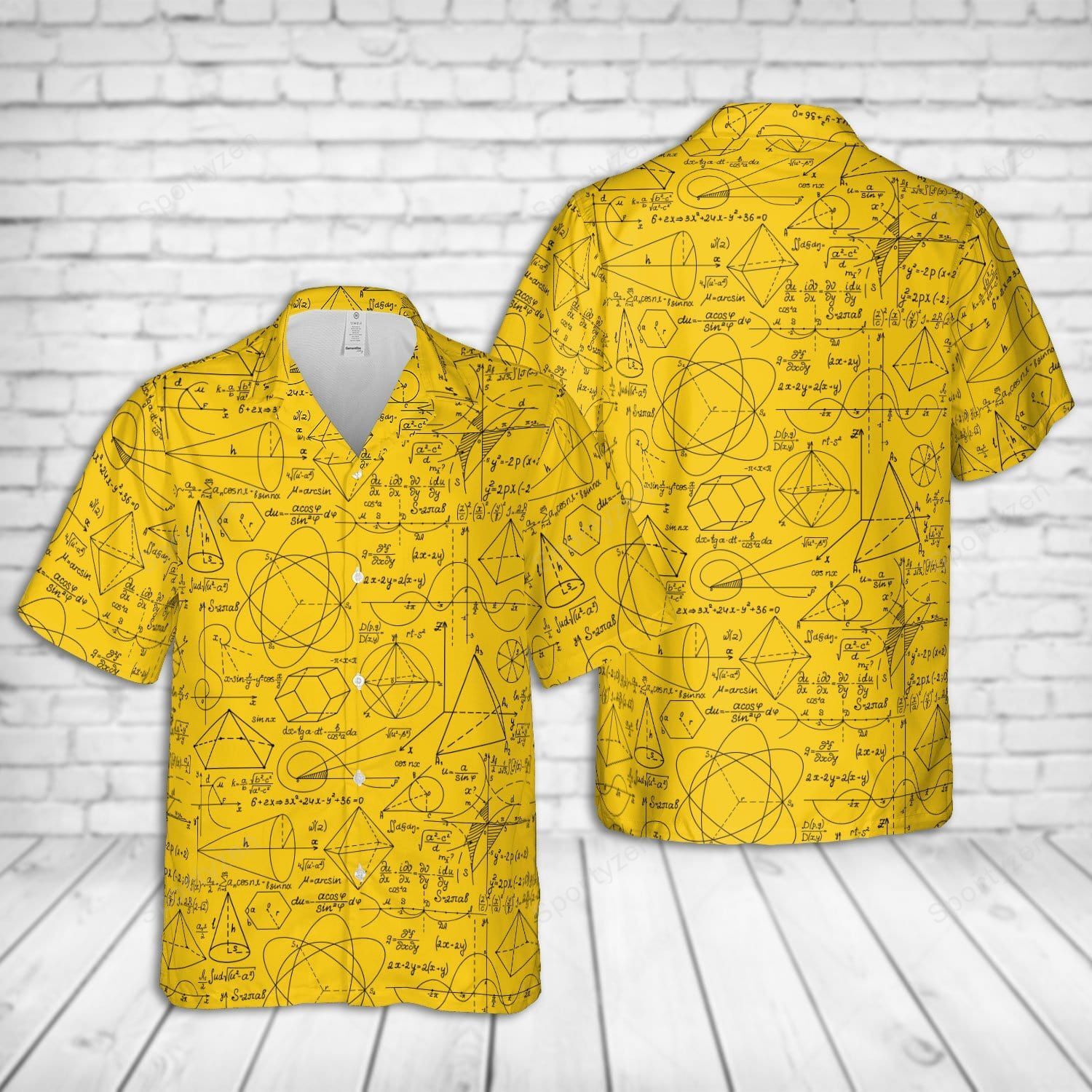 Math Hawaii Shirt Algebra Geometry Yellow Aloha Shirt Math Shirt
