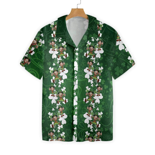 St Patrick's Day Hawaii Shirt Leprechauns Pattern Green Aloha Shirt St Patrick's Day Shirt