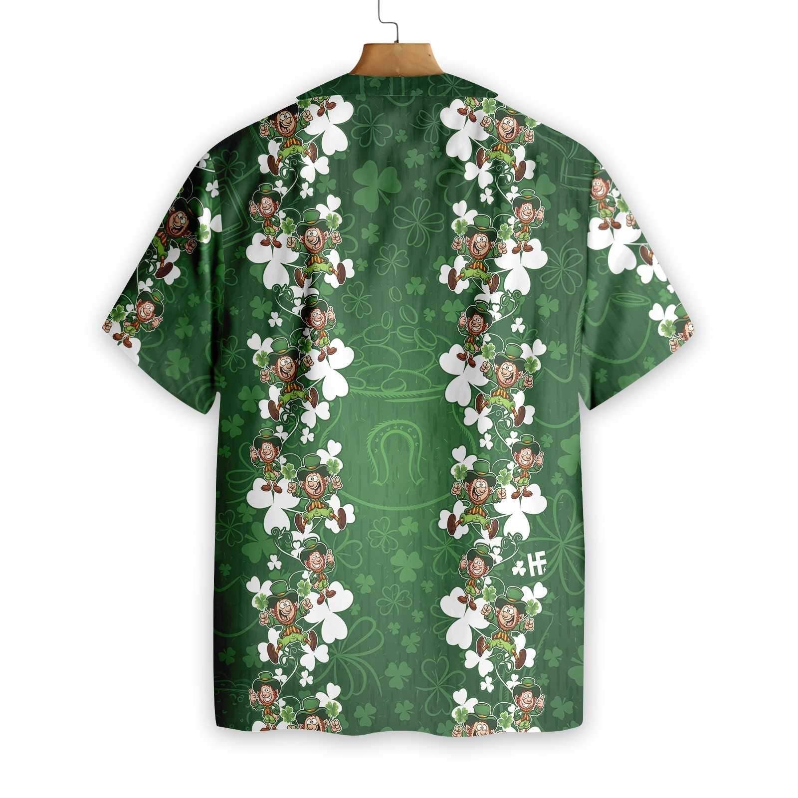 St Patrick's Day Hawaii Shirt Leprechauns Pattern Green Aloha Shirt St Patrick's Day Shirt