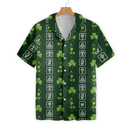 St Patrick's Day Hawaii Shirt Irish Symbol St Patrick's Day Aloha Shirt St Patrick's Day Shirt