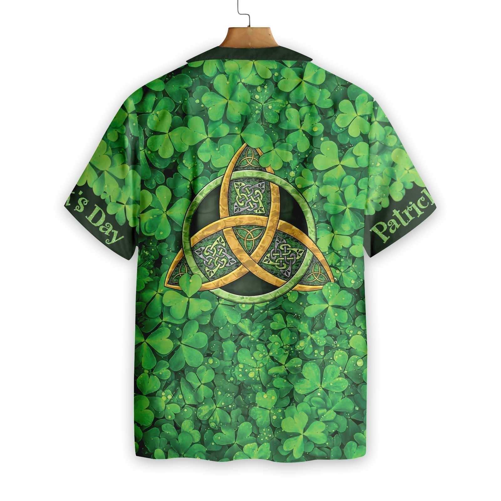 St Patrick's Day Hawaii Shirt Irish Celtic Knot Clover Green Aloha Shirt St Patrick's Day Shirt