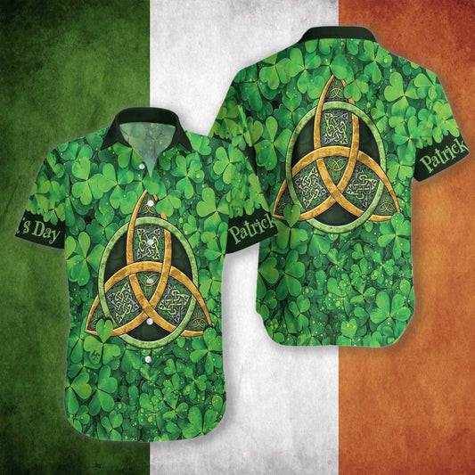 St Patrick's Day Hawaii Shirt Irish Celtic Knot Clover Green Aloha Shirt St Patrick's Day Shirt