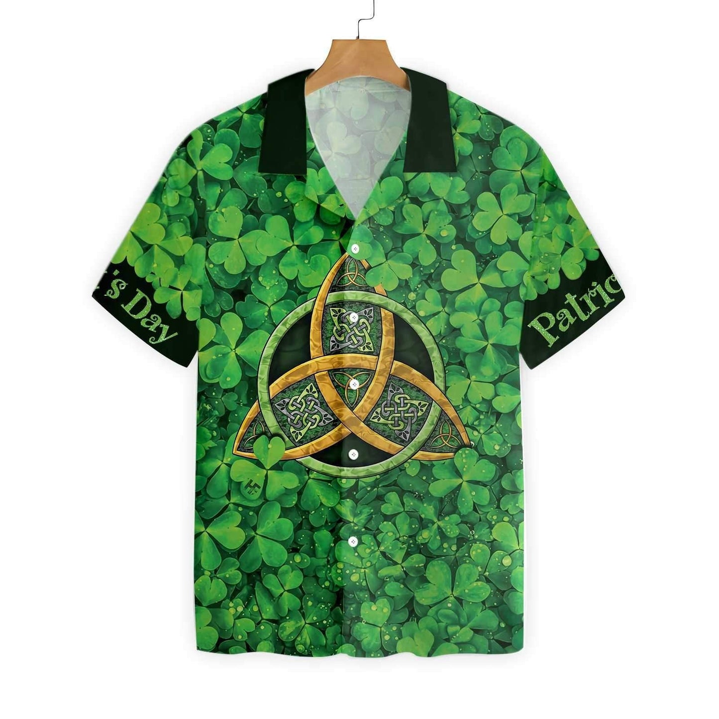 St Patrick's Day Hawaii Shirt Irish Celtic Knot Clover Green Aloha Shirt St Patrick's Day Shirt